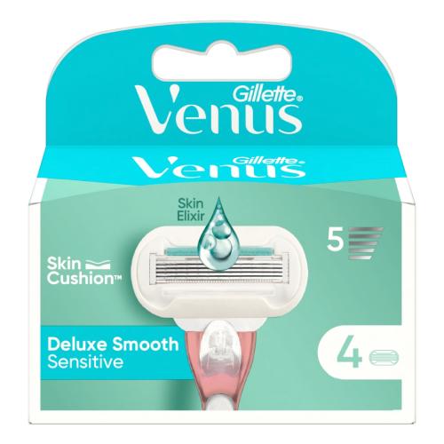 Miniaturka artykułu - Gillette Venus Deluxe Smooth Sensitive Wymienne wkłady do maszynki, 4 szt.