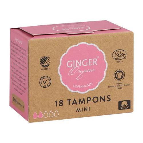 Miniaturka artykułu - GingerOrganic Tampony bez aplikatora Mini, 18szt.