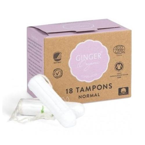 Miniaturka artykułu - GingerOrganic Tampony bez aplikatora Normal, 18szt.