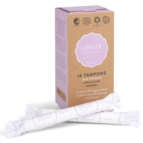 Miniaturka artykułu - GingerOrganic Tampony z aplikatorem - normal, 14 sztuk