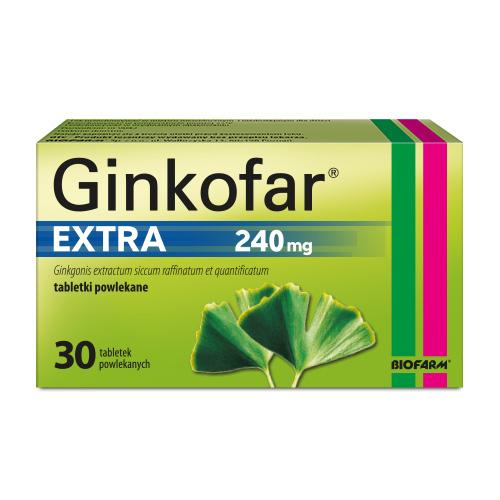 Miniaturka artykułu - Ginkofar Extra 240 mg, 30 tabletek powlekanych