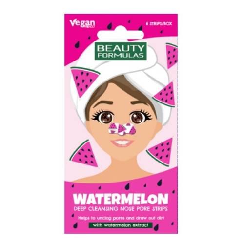 Miniaturka artykułu - BEAUTY FORMULAS Głęboko oczyszczające paski na nos Arbuz, 6szt.