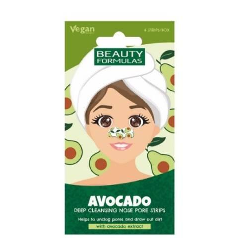 Miniaturka artykułu - BEAUTY FORMULAS Głęboko oczyszczające paski na nos Awokado, 6szt.