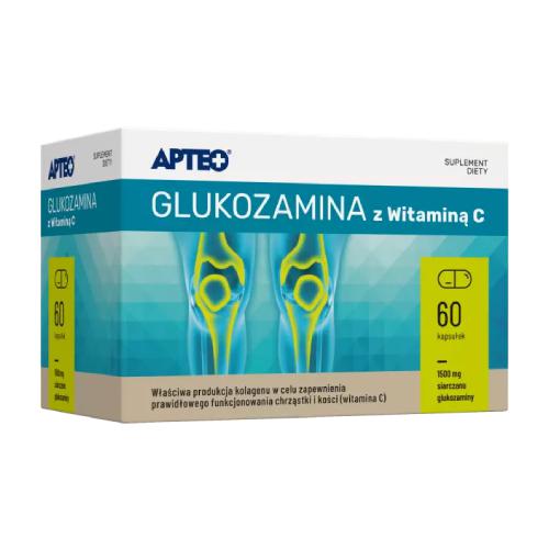 Miniaturka artykułu - APTEO Glukozamina z witaminą C, 60 kapsułek
