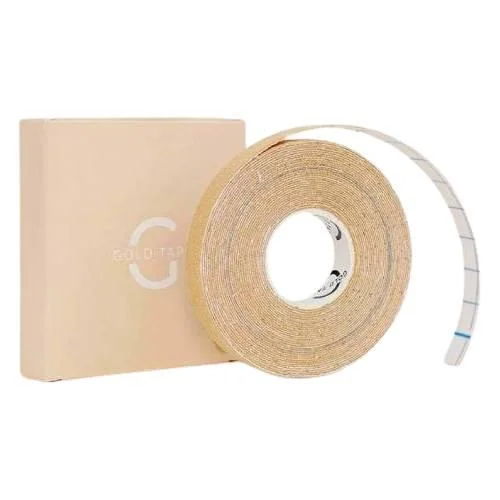 Miniaturka artykułu - Gold Tape Taśma do kinesiotapingu twarzy 1 cm x 5 m beżowa, 1 szt. KR&Oacute;TKA DATA 30.11.2026
