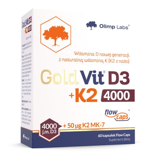 Miniaturka artykułu - Olimp Gold-Vit D3 + K2 4000, 60 kaps.