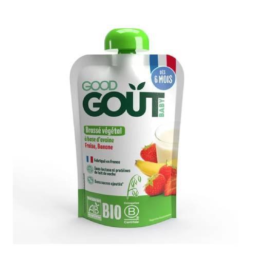 Miniaturka artykułu - Good Gout BIO Deser owsiany z truskawkami i bananem, 90g KR&Oacute;TKA DATA 31.07.2026