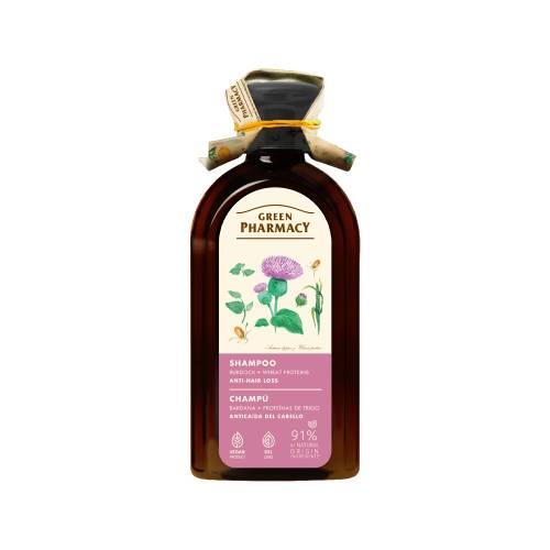 Miniaturka artykułu - Green Pharmacy Szampon przeciw wypadaniu włos&oacute;w łopian i białka pszenicy, 350 ml