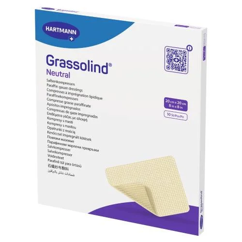 Miniaturka artykułu - GRASSOLIND Opatrunek z maścią 20cm x 20cm, 10 sztuk