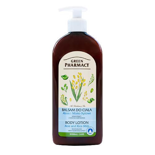 Miniaturka artykułu - GREEN PHARMACY Balsam do ciała nawilżający z efektem odżywiania ALOES MLEKO RYŻOWE - 500 ml