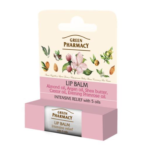 GREEN PHARMACY Balsam do ust na bazie 5 olej&oacute;w, 3,6 g