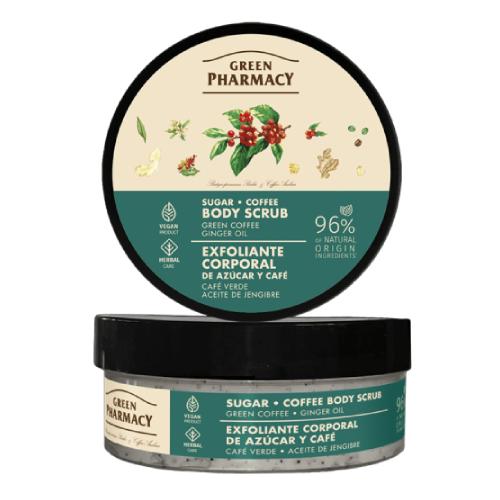 Miniaturka artykułu - GREEN PHARMACY Peeling cukrowo-solny do ciała Zielona kawa i Olejek imbirowy, 200ml