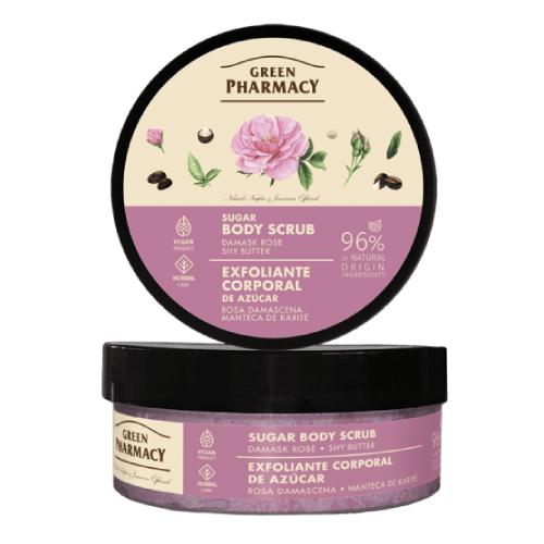 Miniaturka artykułu - GREEN PHARMACY Peeling cukrowo-solny do ciała R&oacute;ża damasceńska i Masło shea, 200ml