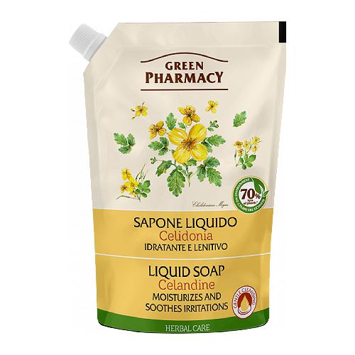 Miniaturka artykułu - GREEN PHARMACY Mydło w płynie Jask&oacute;łcze ziele zapas - 460 ml 