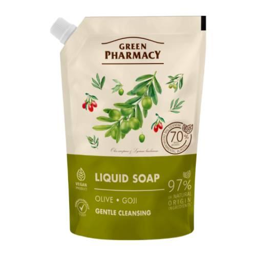 Miniaturka artykułu - Green Pharmacy Mydło w płynie Oliwa i Jagody Goji zapas, 460 ml