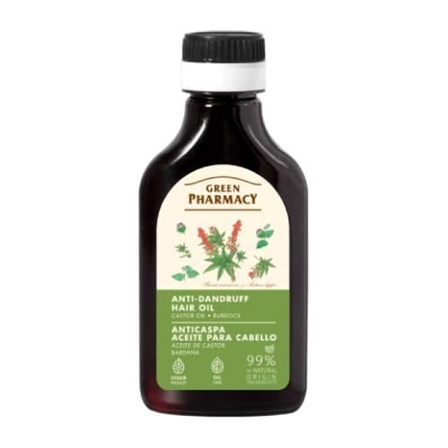 Miniaturka artykułu - GREEN PHARMACY Olejek do włos&oacute;w przeciwłupieżowy Olej rycynowy i Łopian, 100ml