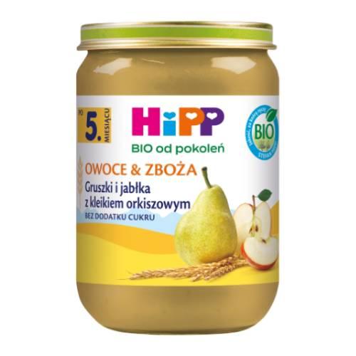 Miniaturka artykułu - HiPP BIO Owoce & Zboża Gruszki i jabłka z kleikiem orkiszowym po 5. miesiącu, 190 g