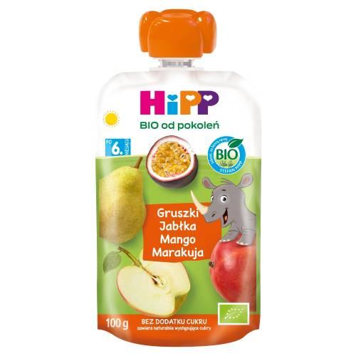 Miniaturka artykułu - HiPP BIO Mus owocowy gruszki jabłka mango marakuja po 6. miesiącu, 100 g