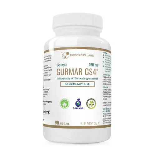 Miniaturka artykułu - Progress Labs Gurmar GS4 ekstrakt 450 mg, 90 kaps.
