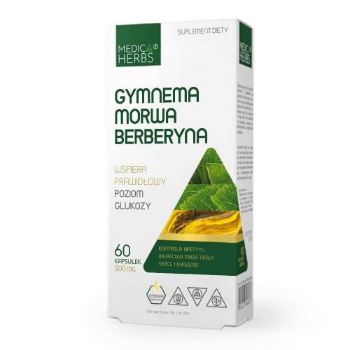 Miniaturka artykułu - MEDICA HERBS Gymnema Morwa Berberyna, 60 kaps.