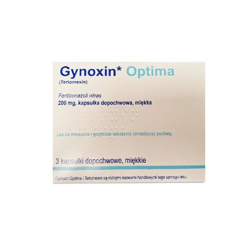 Miniaturka artykułu - Gynoxin Optima (Terlomexin) 200 mg, 3 kapsułki dopochwowe miękkie USZKODZONE OPAKOWANIE