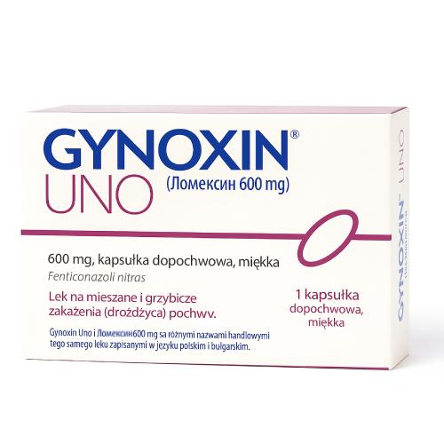 Miniaturka artykułu - Gynoxin UNO 600mg, 1 kapsułka dopochwowa Inpharm