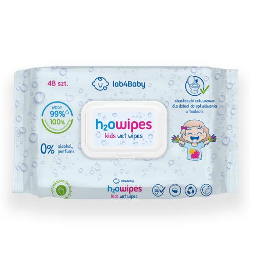 Miniaturka artykułu - H2O WIPES chusteczki celulozowe dla dzieci - spłukiwalne, 48 szt. KRÓTKA DATA 30.09.2025