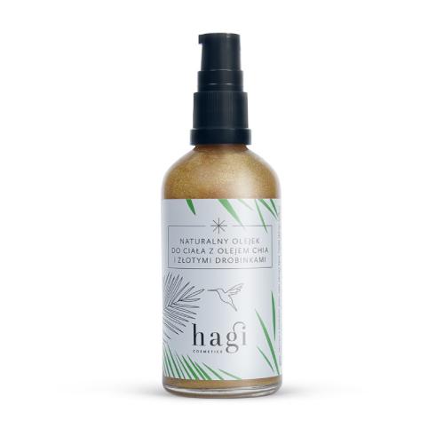 Miniaturka artykułu - HAGI Naturalny olejek do ciała z olejem chia i drobinkami złota, 100ml
