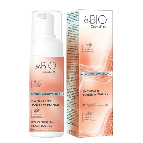 Miniaturka artykułu - BE BIO Naturalny toner do włos&oacute;w w piance Brzoskwiniowy blond, 120 ml