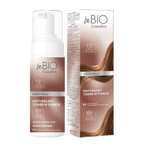 Miniaturka artykułu - BE BIO Naturalny toner do włos&oacute;w w piance Ciepły brąz, 120 ml
