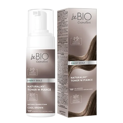 Miniaturka artykułu - BE BIO Naturalny toner do włos&oacute;w w piance Zimny brąz, 120 ml