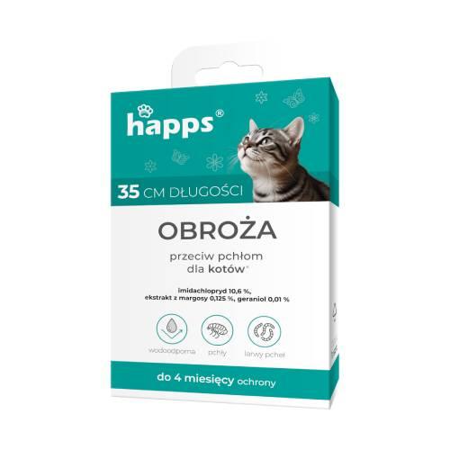 Miniaturka artykułu - HAPPS Obroża przeciw pchłom i kleszczom dla kot&oacute;w, 35cm