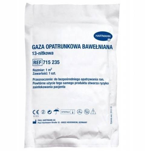 Miniaturka artykułu - Hartmann Gaza opatrunkowa bawełniana jałowa 13-nitkowa 1m2- 1 szt.
