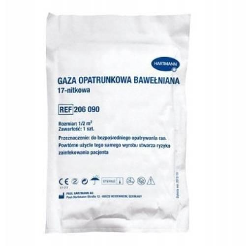 Miniaturka artykułu - Hartmann Gaza opatrunkowa bawełniana jałowa 17-nitkowa 1/2 m2, 1 szt.