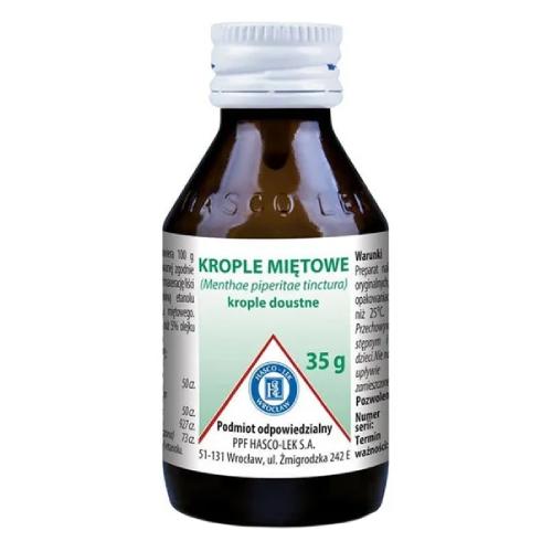 Miniaturka artykułu - Hasco Krople miętowe doustne, 35 g
