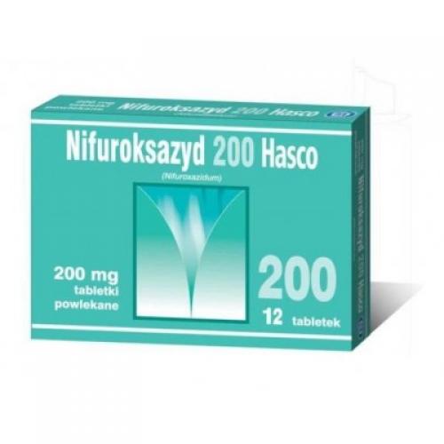 Miniaturka artykułu - HASCO NIFUROKSAZYD 200 - 12 tabletek USZKODZONE OPAKOWANIE TEKTUROWE