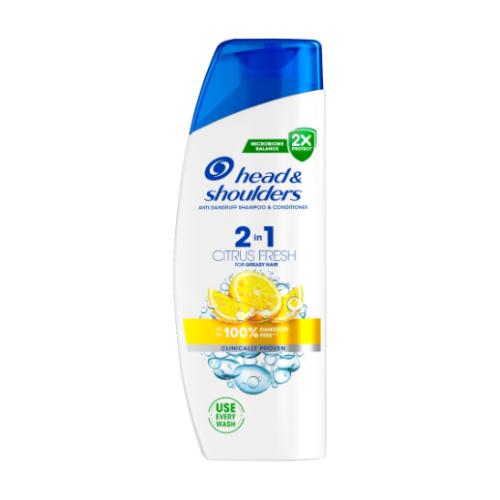 Miniaturka artykułu - Head&Shoulders Citrus Fresh 2in1 Szampon przeciwłupieżowy z odżywką, 360ml