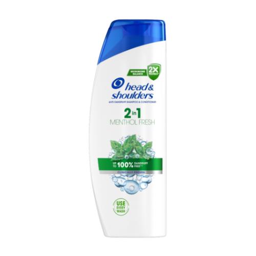 Miniaturka artykułu - Head&Shoulders Menthol Fresh 2in1 Szampon przeciwłupieżowy z odżywką, 360ml