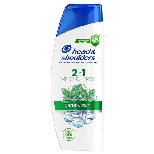 Miniaturka artykułu - Head&Shoulders Menthol Fresh 2in1 Szampon przeciwłupieżowy z odżywką, 400ml