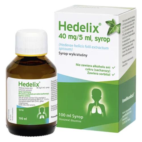 Miniaturka artykułu - Hedelix syrop 40 mg/5 ml, 100 ml - Lek  w postaci syropu o działaniu wykrztuśnym zmniejszającym stan zapalny