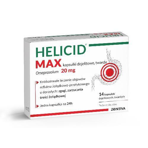Helicid Max omeprazol 20mg, Lek na zgagę - 14 kapsułek USZKODZONE OPAKOWANIE TEKTUROWE