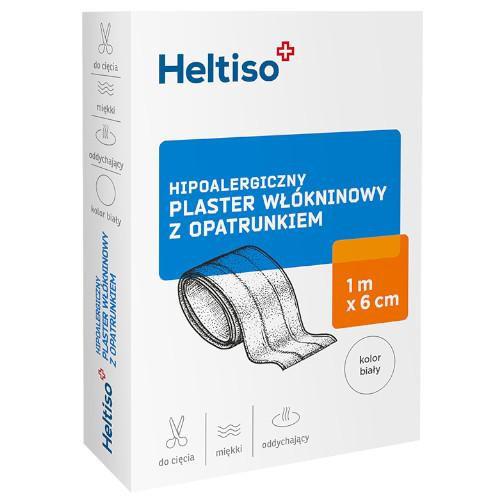 Miniaturka artykułu - Heltiso Plaster wł&oacute;kninowy z opatrunkiem 1mx6cm, 1 sztuka