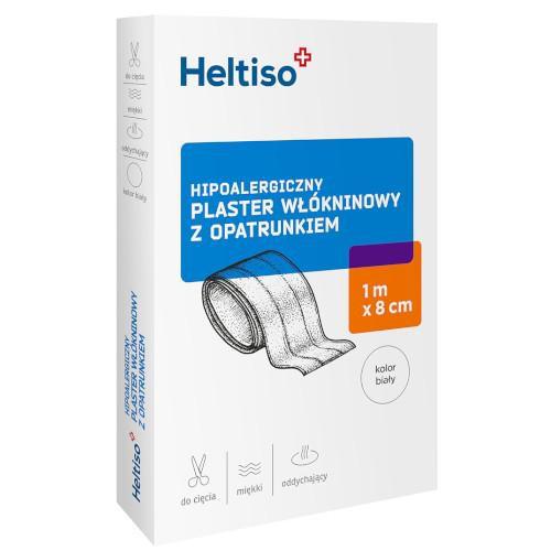 Miniaturka artykułu - Heltiso Plaster wł&oacute;kninowy z opatrunkiem 1mx8cm, 1 sztuka