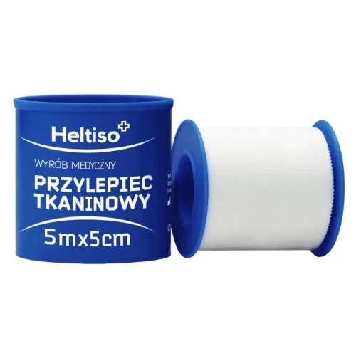 Miniaturka artykułu - Heltiso Przylepiec tkaninowy na rolce 5 m x 5 cm, 1 szt.