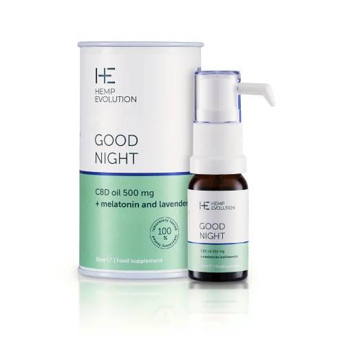 Miniaturka artykułu - HEMP EVOLUTION Good Night Olejek CBD 500mg + melatonina i lawenda, 10ml