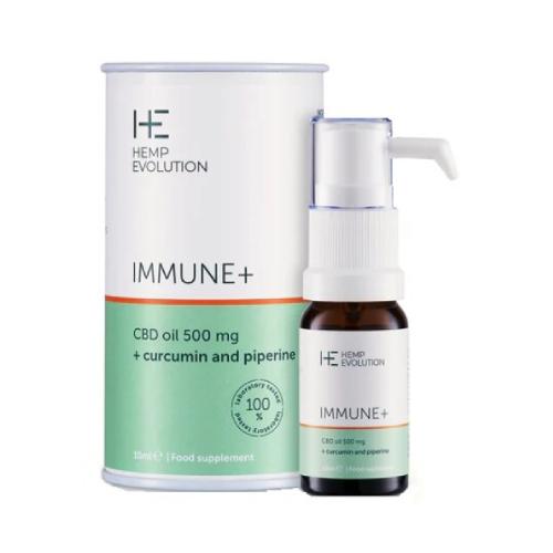 Miniaturka artykułu - HEMP EVOLUTION Immune+ Olejek CBD 500mg + kurkumina i piperyna, 10ml