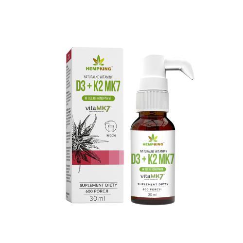 Miniaturka artykułu - HEMPKING Naturalne Witaminy D3 + K2 MK7 w oleju konopnym, 30ml BRAK OPAKOWANIA