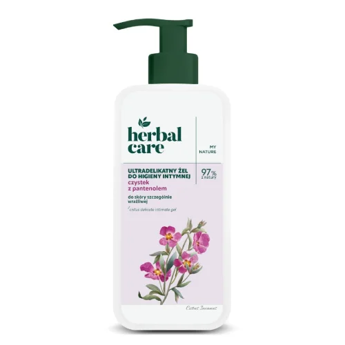 Miniaturka artykułu - Herbal Care Czystek z pantenolem Ultradelikatny żel do higieny intymnej, 330 ml