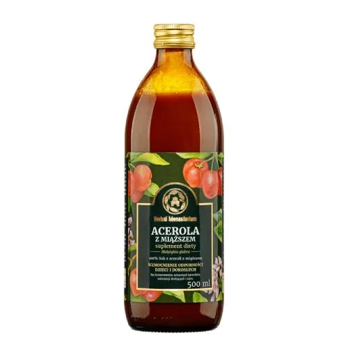 Miniaturka artykułu - HERBAL MONASTERIUM Acerola z miąższem, 500 ml KR&Oacute;TKA DATA 31.10.2026