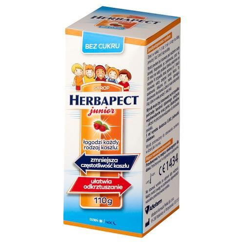 Miniaturka artykułu - Herbapect Junior bez cukru syrop, 110 g USZKODZONE/BRAK TEKTUROWEGO OPAKOWANIA 